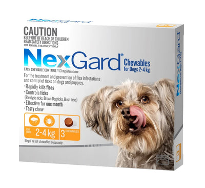 Nexgard Flea & Tick Treatment 2-4kg Dog - 3pk