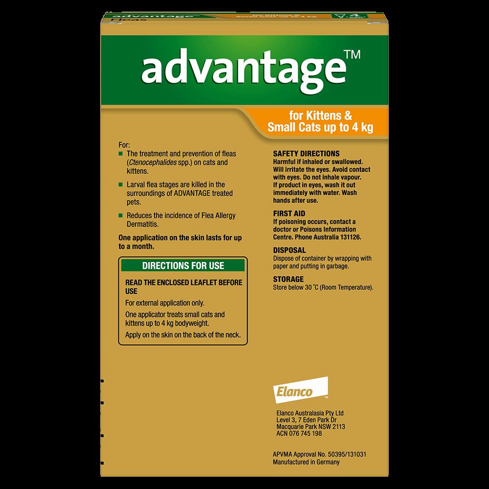 Advantage Flea Treatment For Cats 0-4kg Orange 1 Pack