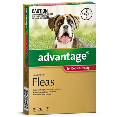 ADVANTAGE DOG 10-25KG LARGE 6'S RED