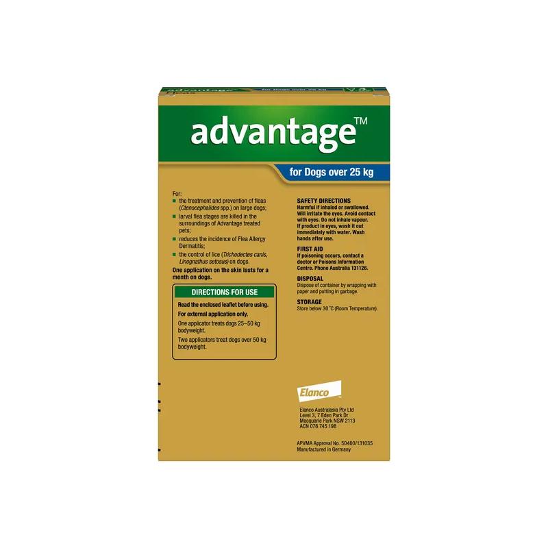 Advantage Flea Treatment For Dogs 25kg + Blue 6 Pack