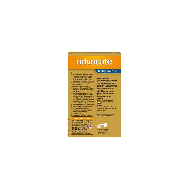 Advocate Flea Heartworm And Worm Treatment For Dogs 25kg Blue 6 Pack