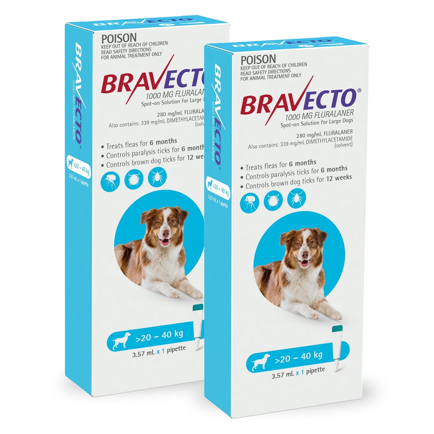 BRAVECTO SPOT ON DOG LRG 20KG - 40KG BLUE