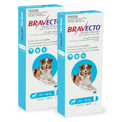 BRAVECTO SPOT ON DOG LRG 20KG - 40KG BLUE