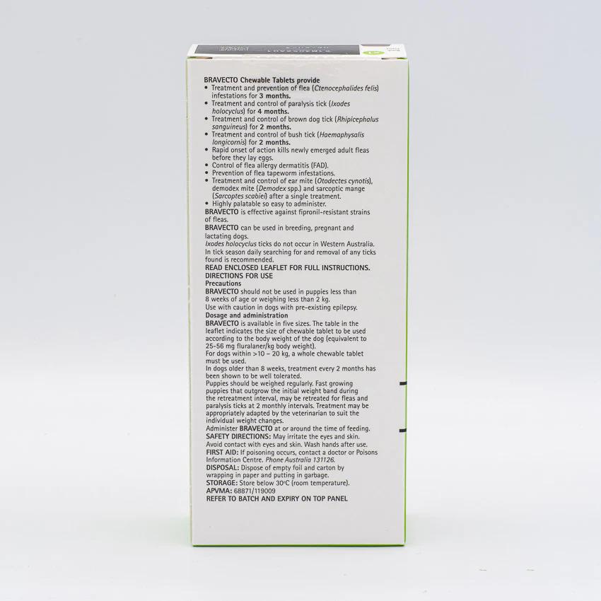 Bravecto Dog Med 10kg - 20kg Green