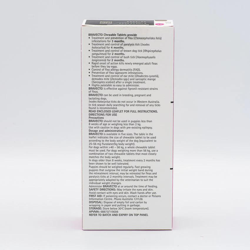 Bravecto Dog X Lrg 40kg - 56kg Purple