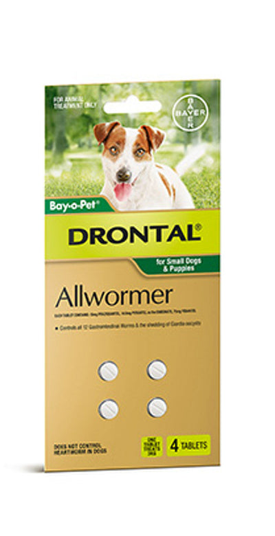 DRONTAL BAY-O-PET SMALL DOGS & PUPPIES X 4 TABS