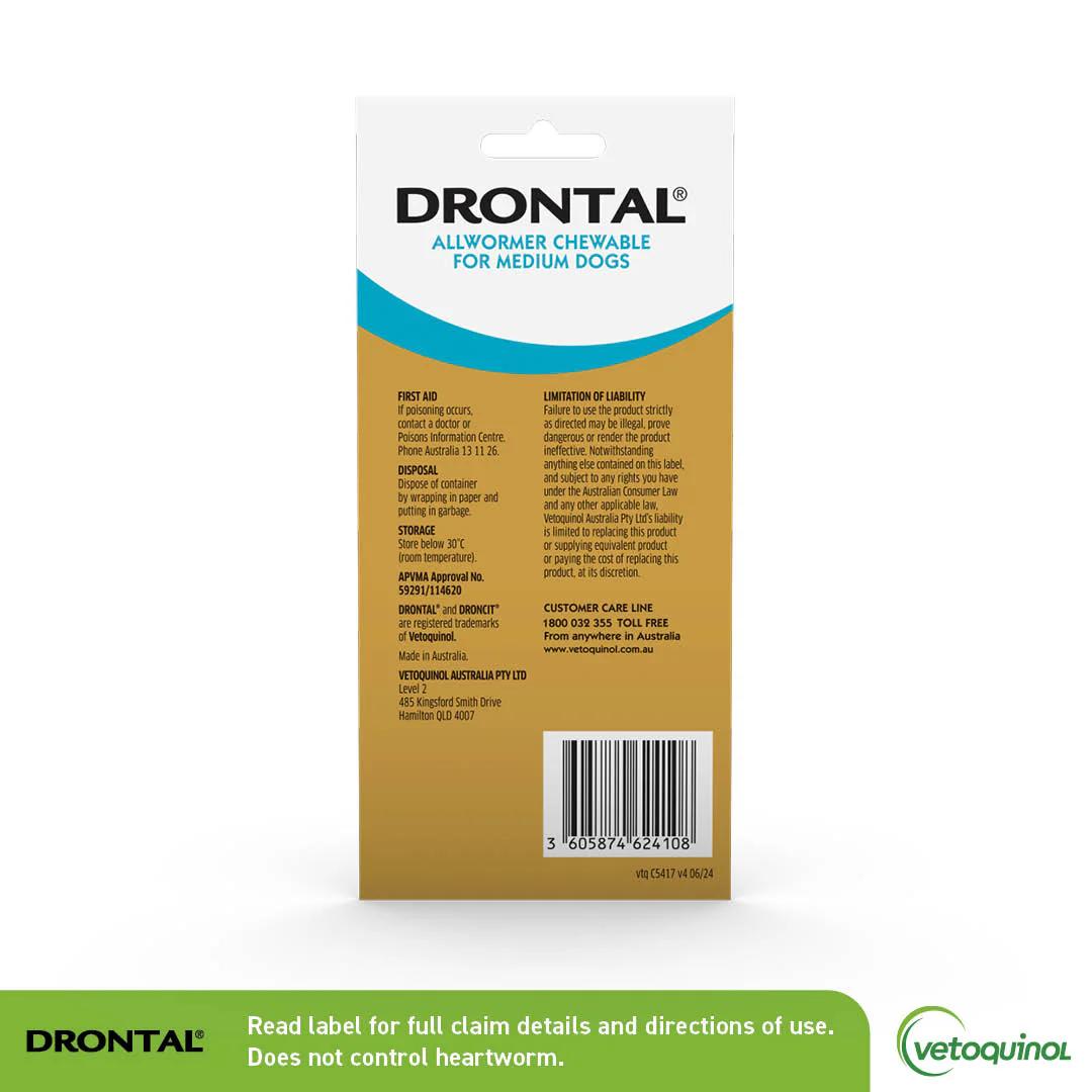 Drontal Chew Bay-O-Pet Med Dog 10kg 20pk