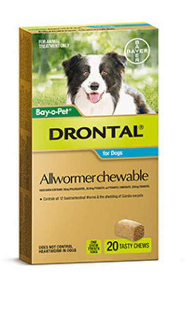 DRONTAL CHEW BAY-O-PET MED DOG 10KG 20'S