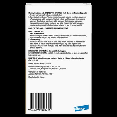 Interceptor Medium Dog Yellow 6 Chews