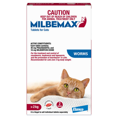 MILBEMAX CAT 2 TABS OVER 2KG BODY WEIGHT