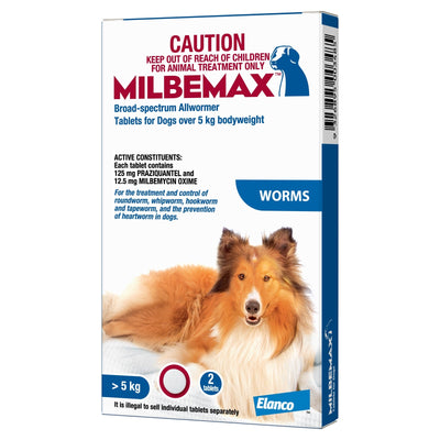 MILBEMAX DOG 2 TABS OVER 5KG BODY WEIGHT