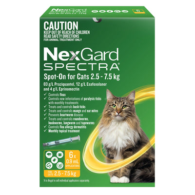 NEXGARD SPECTRA SPOT-ON FOR CATS 2.5 - 7.5 KG 6'S