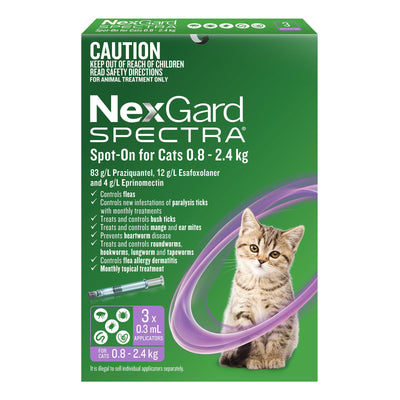 NEXGARD SPECTRA SPOT-ON FOR CATS 0.8 - 2.4 KG 3'S