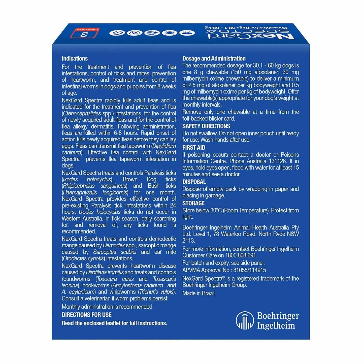 Nexgard Spectra Chews For Very Large Dogs 30.1-60kg - 3pk