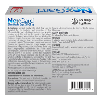 Nexgard Flea & Tick Treatment 25.1-50kg Dog - 3pk