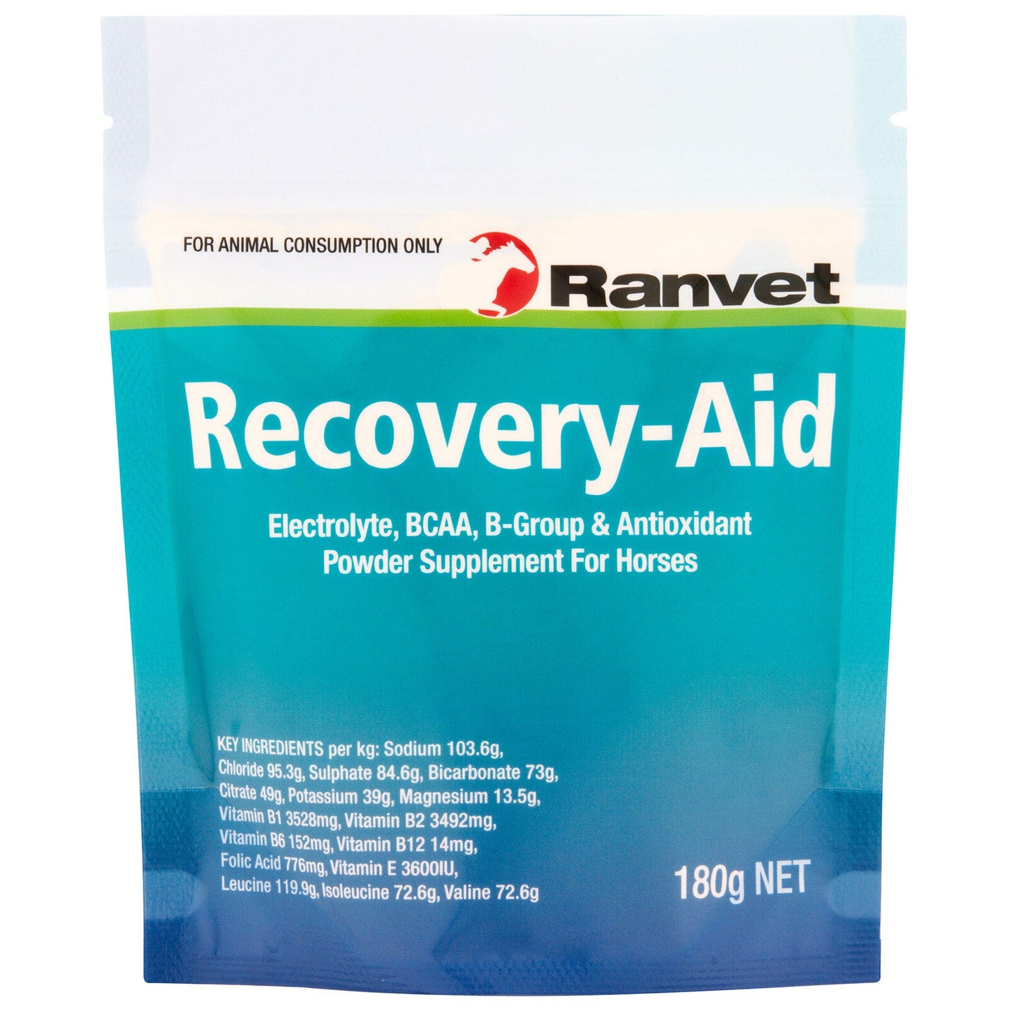 Ranvet Recovery Aid Bcaa B-Group & Antioxidant Powder Supplement For Horses 180g