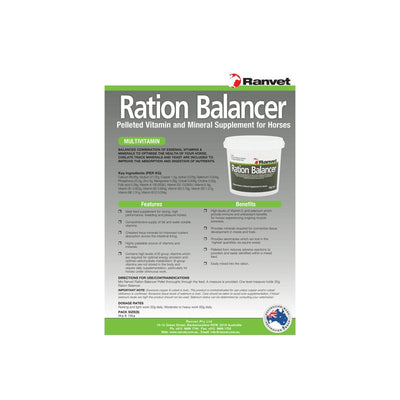 Ranvet Ration Balancer Pellet Horses Vitamin & Mineral Supplement 15kg