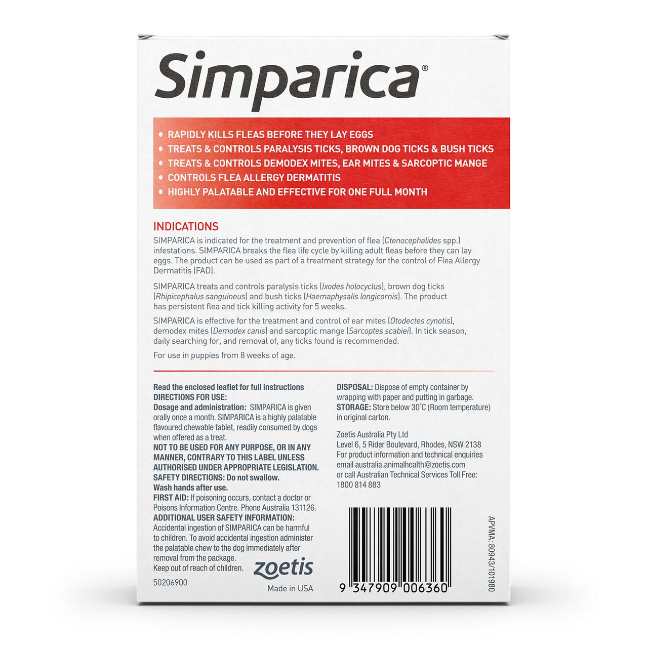 Simparica Extra Large 40.1-60kg 6pk Red