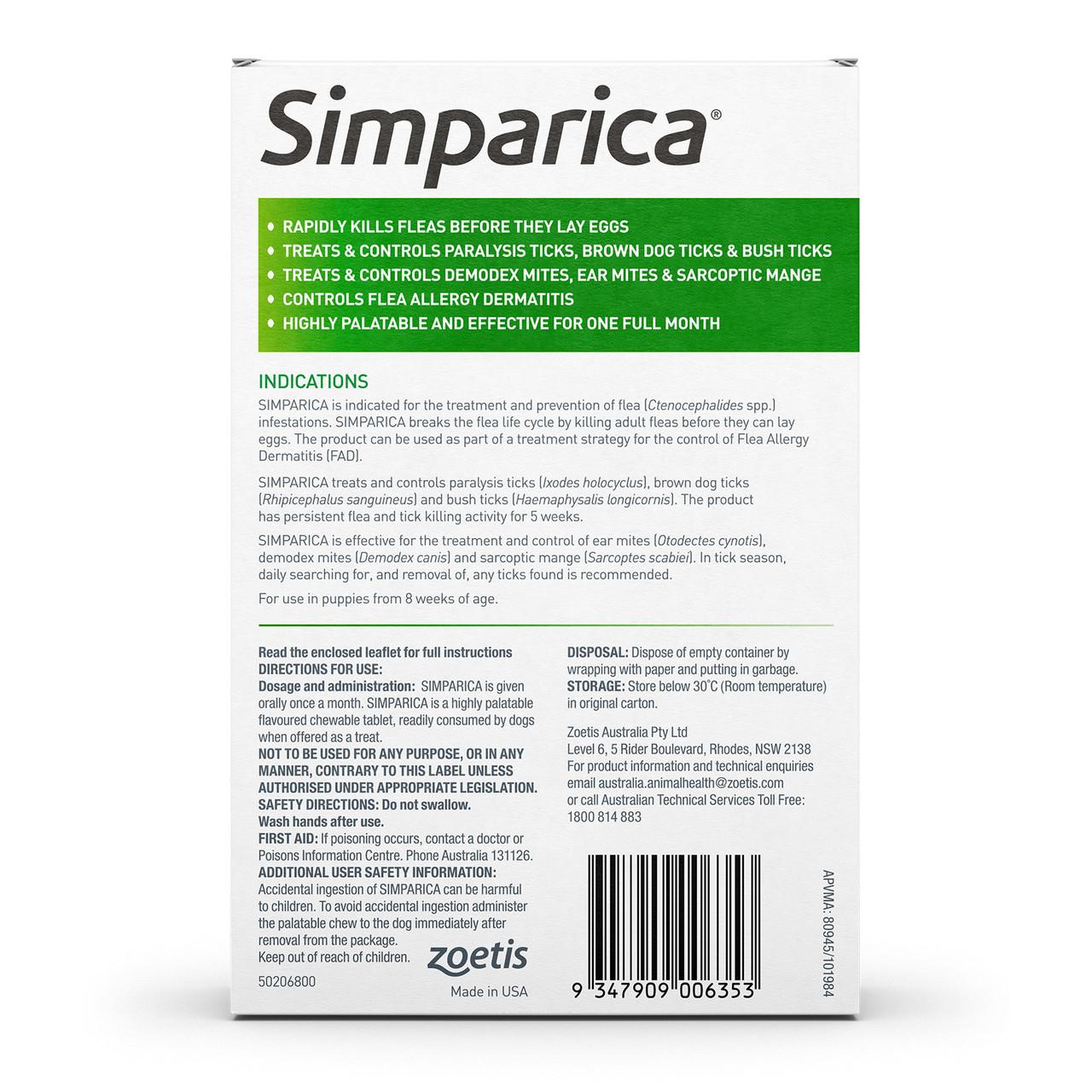Simparica Large 20.1-40kg 6pk Green