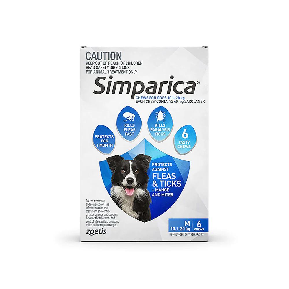 Simparica Medium 10.1-20kg 6pk Blue