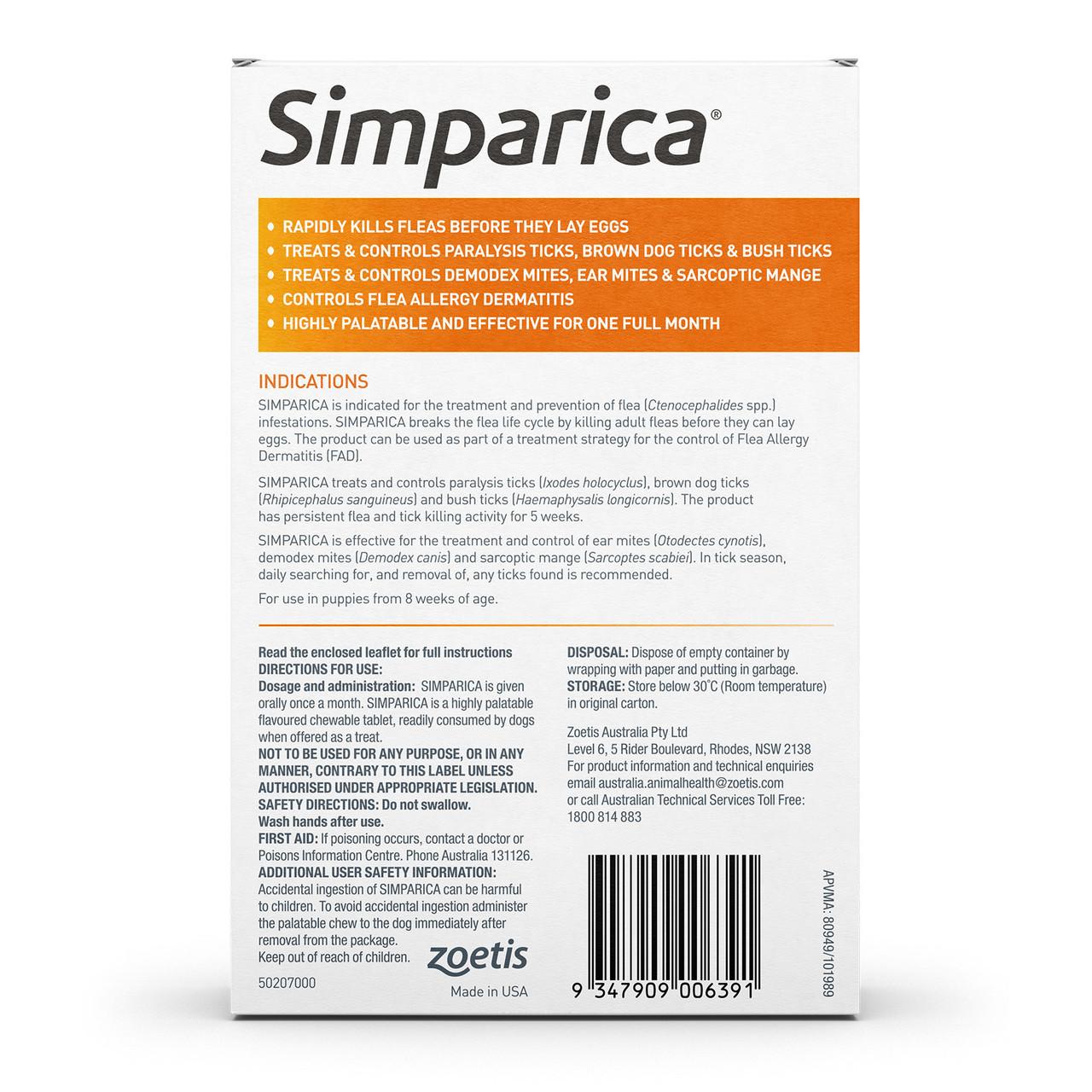 Simparica Small 5.1-10kg 3pk Orange