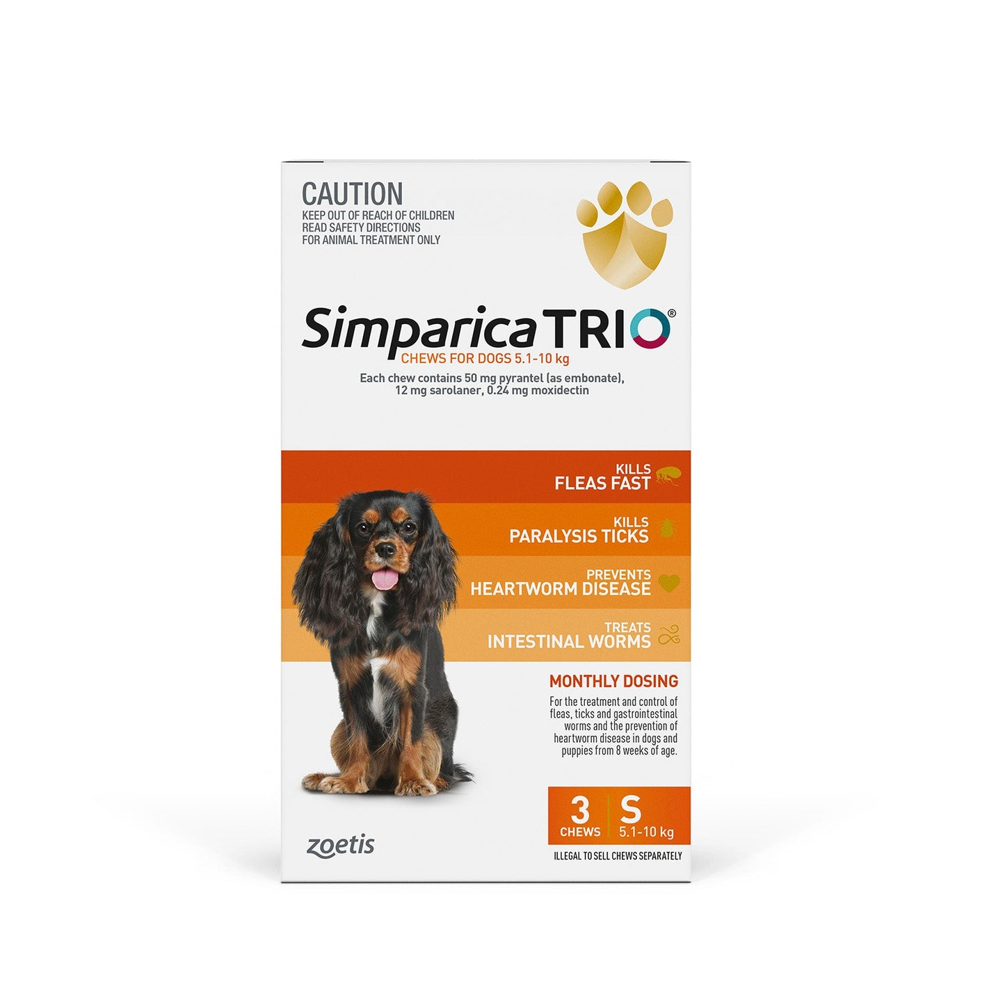 Simparica Small 5.1-10kg 3pk Orange