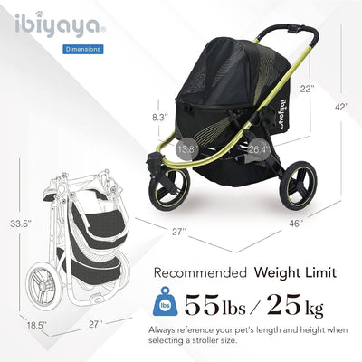 Ibiyaya The Beast Pet Jogging Stroller - Jet Black