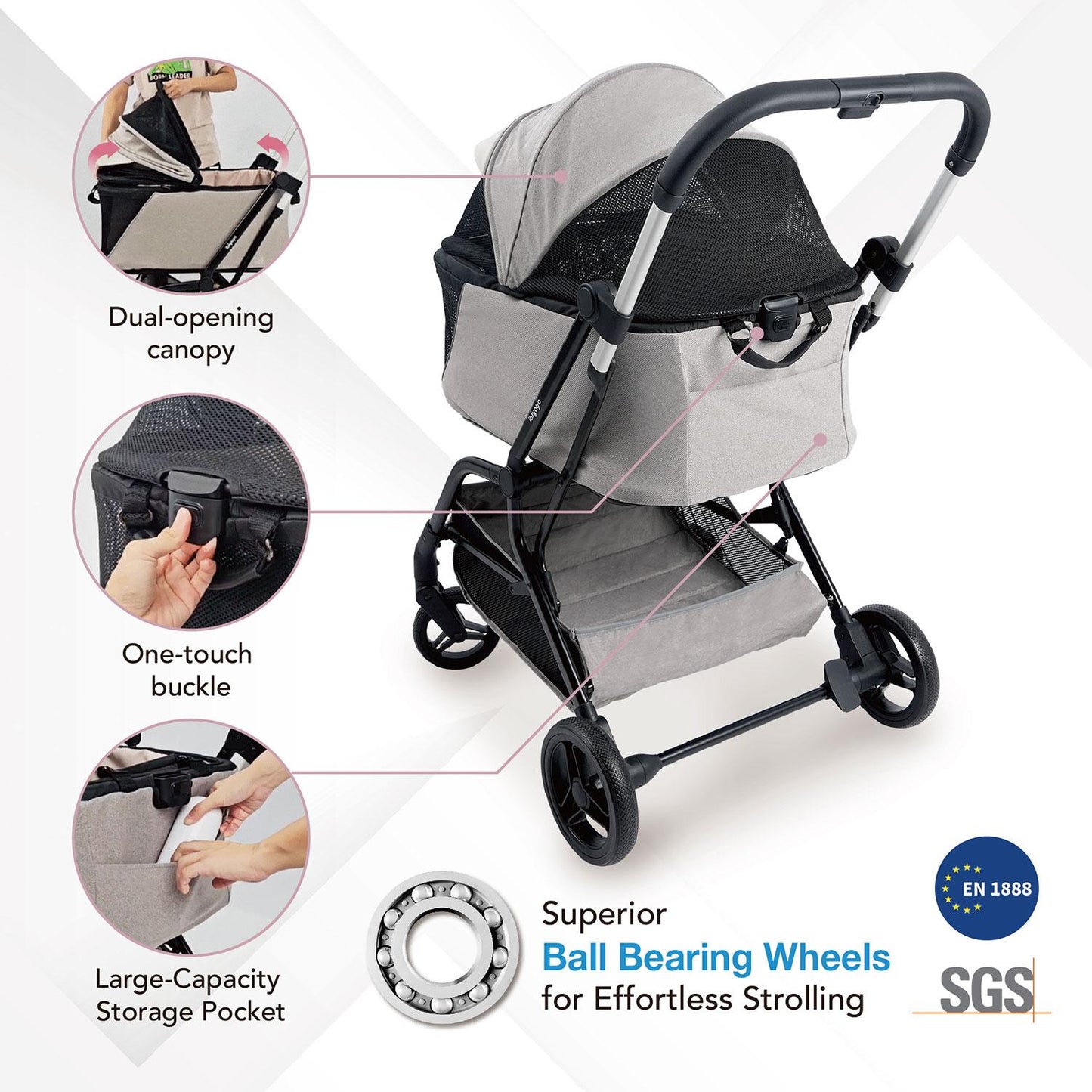 Instacollapse Detachable Dog Stroller And Pet Car Seat Carrier Combo ÃƒÂ¢Ã‚â€šÂ¬Ã‚â‚¬Å’ Taupe