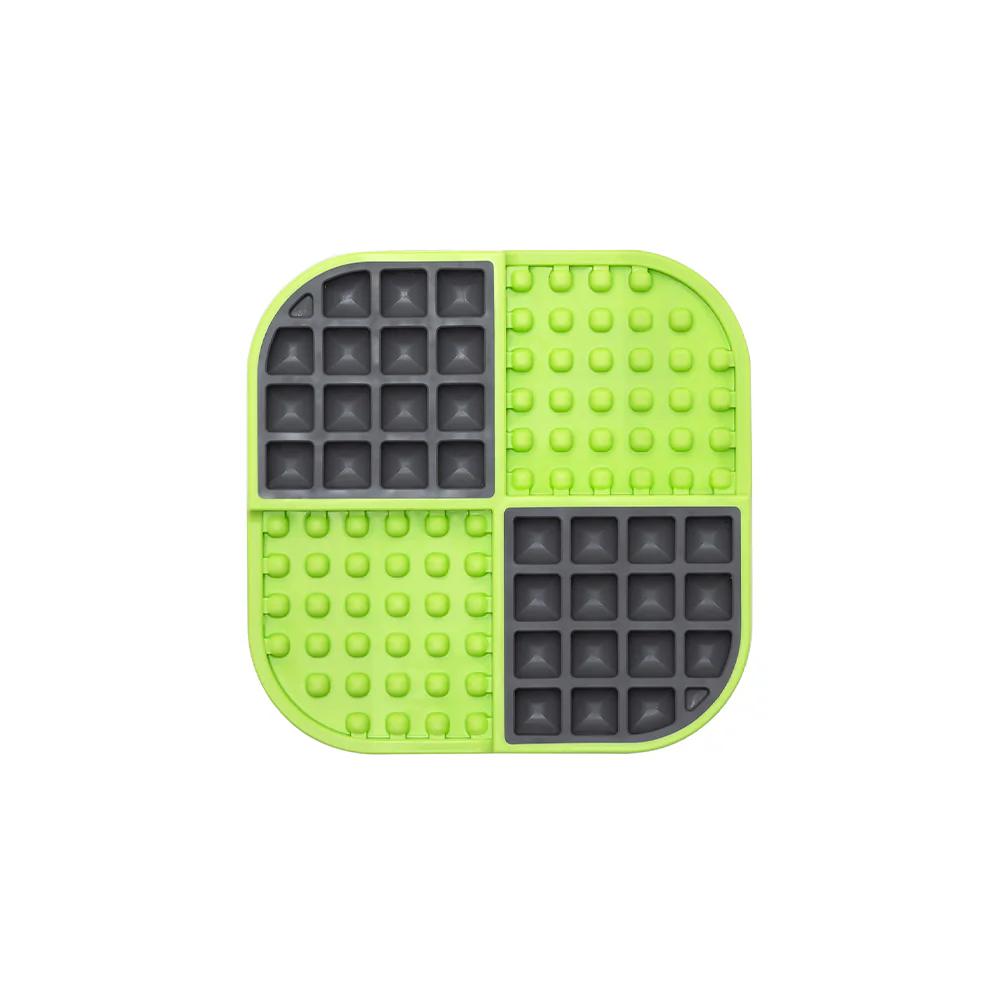 Lickimat Slomo Wet & Dry Double Slow Food Cat Bowl - Green