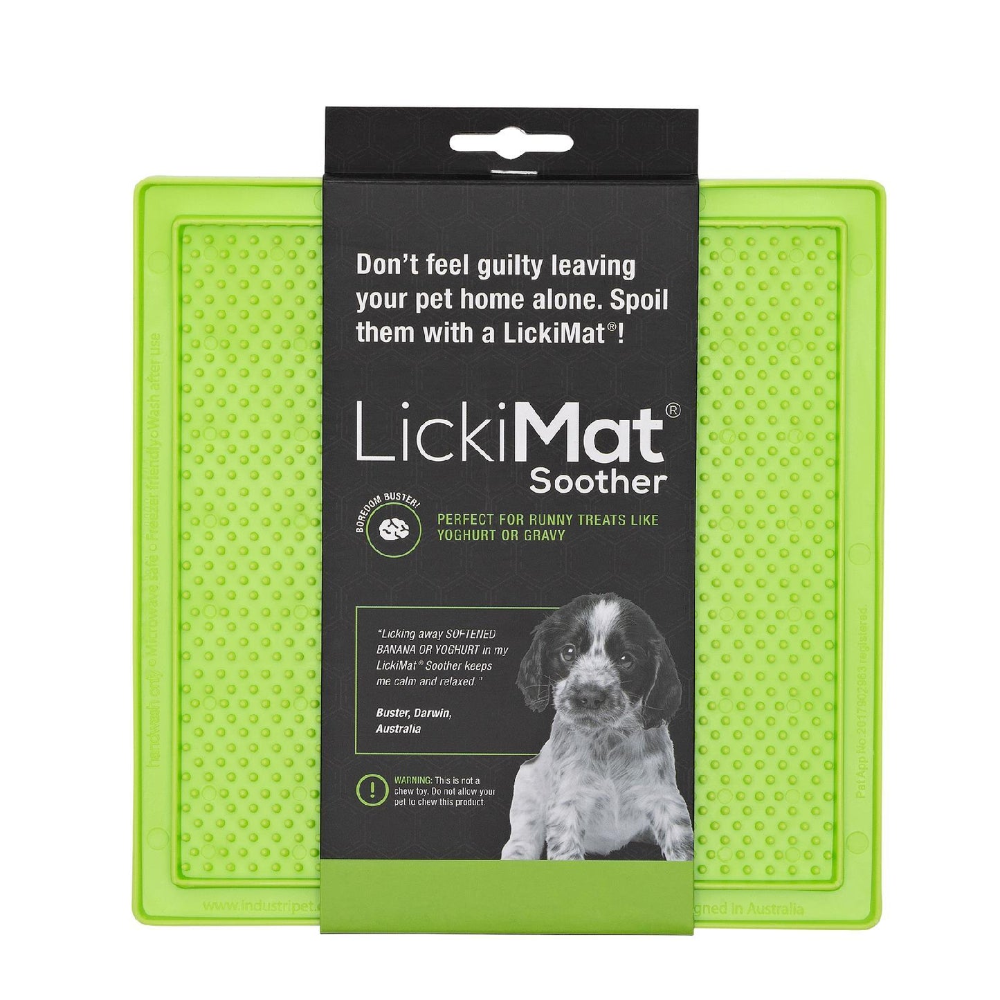 Lickimat Soother Original Slow Food Licking Mat For Cats & Dogs - Green