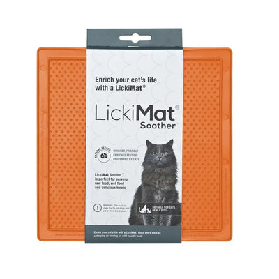 Lickimat Soother Original Slow Food Licking Mat for Cats & Dogs - Orange