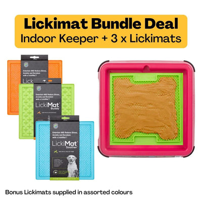 Lickimat Dog Feeder Indoor Keeper Bundle Pink