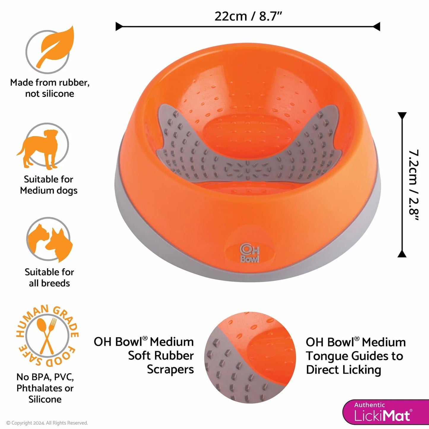 Lickimat Dog Feeder Oh Bowl Small Orange