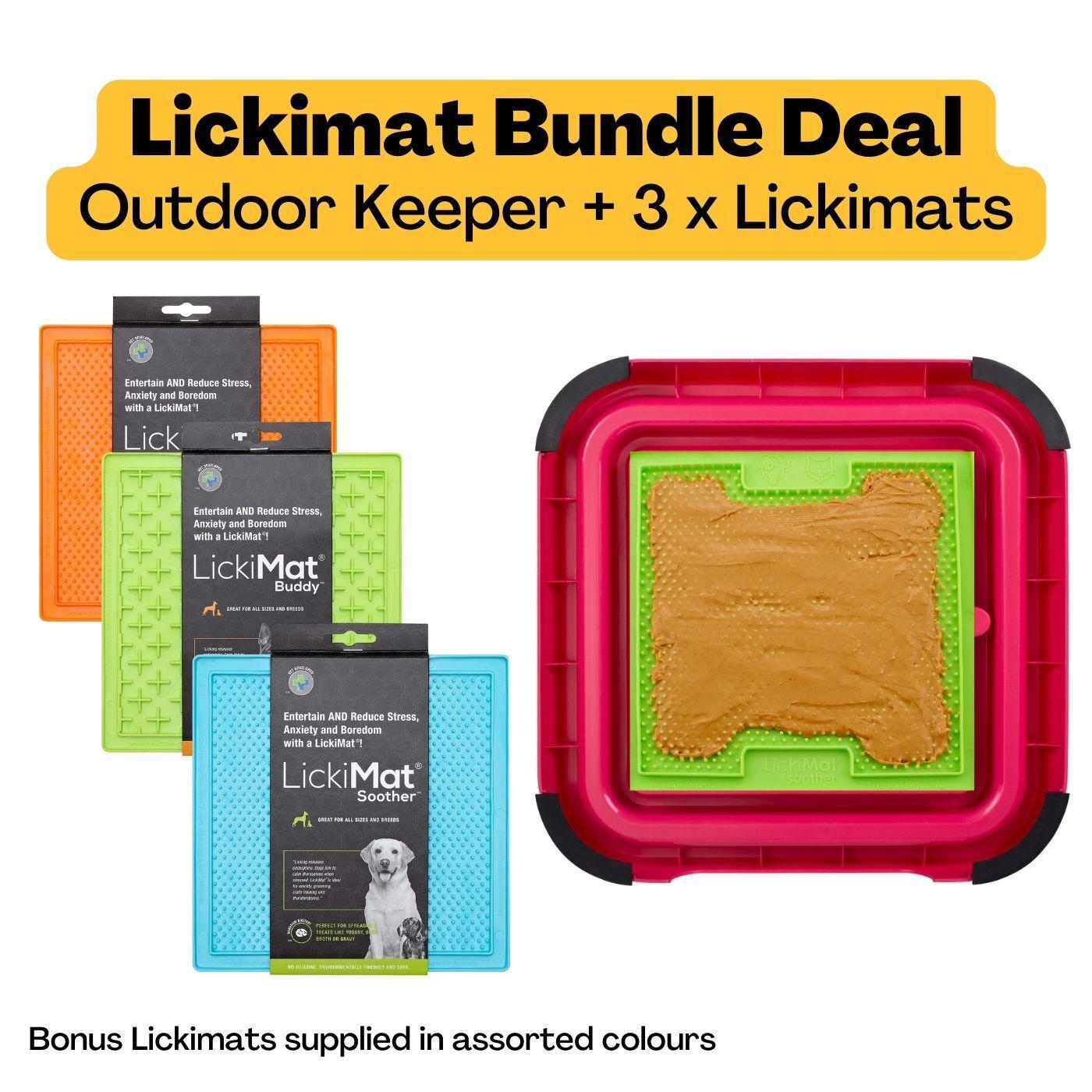 Lickimat Dog Feeder Outdoor Keeper Bundle Pink