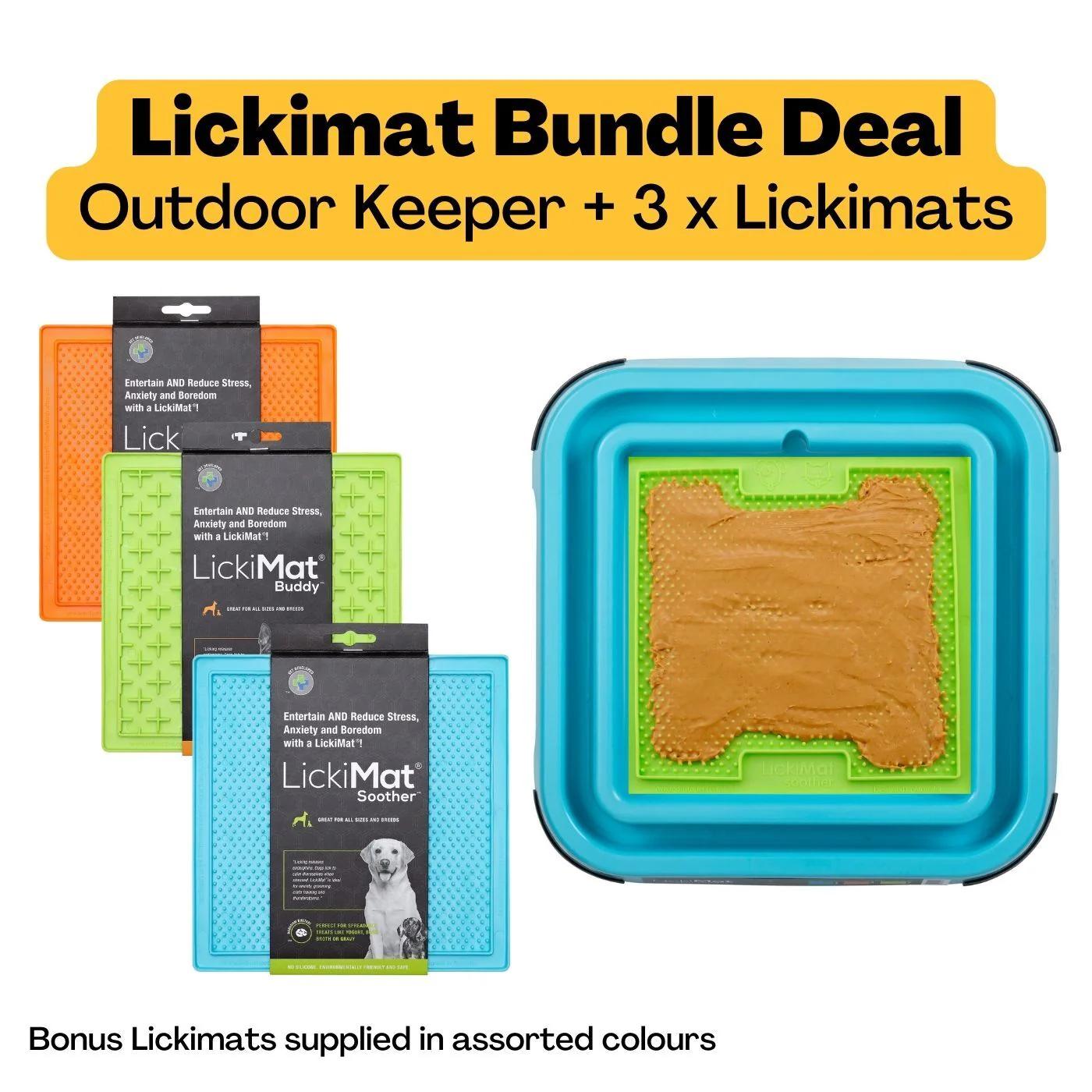 Lickimat Dog Feeder Outdoor Keeper Bundle Turquoise