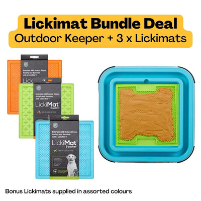 Lickimat Dog Feeder Outdoor Keeper Bundle Turquoise