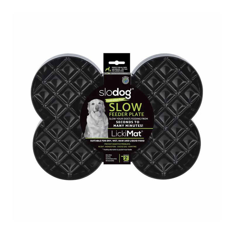 Lickimat Dog Feeder SloDog Feeder Black