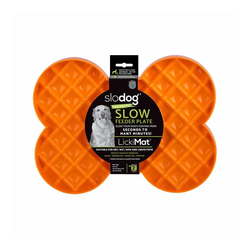 Lickimat Dog Feeder SloDog Feeder Orange