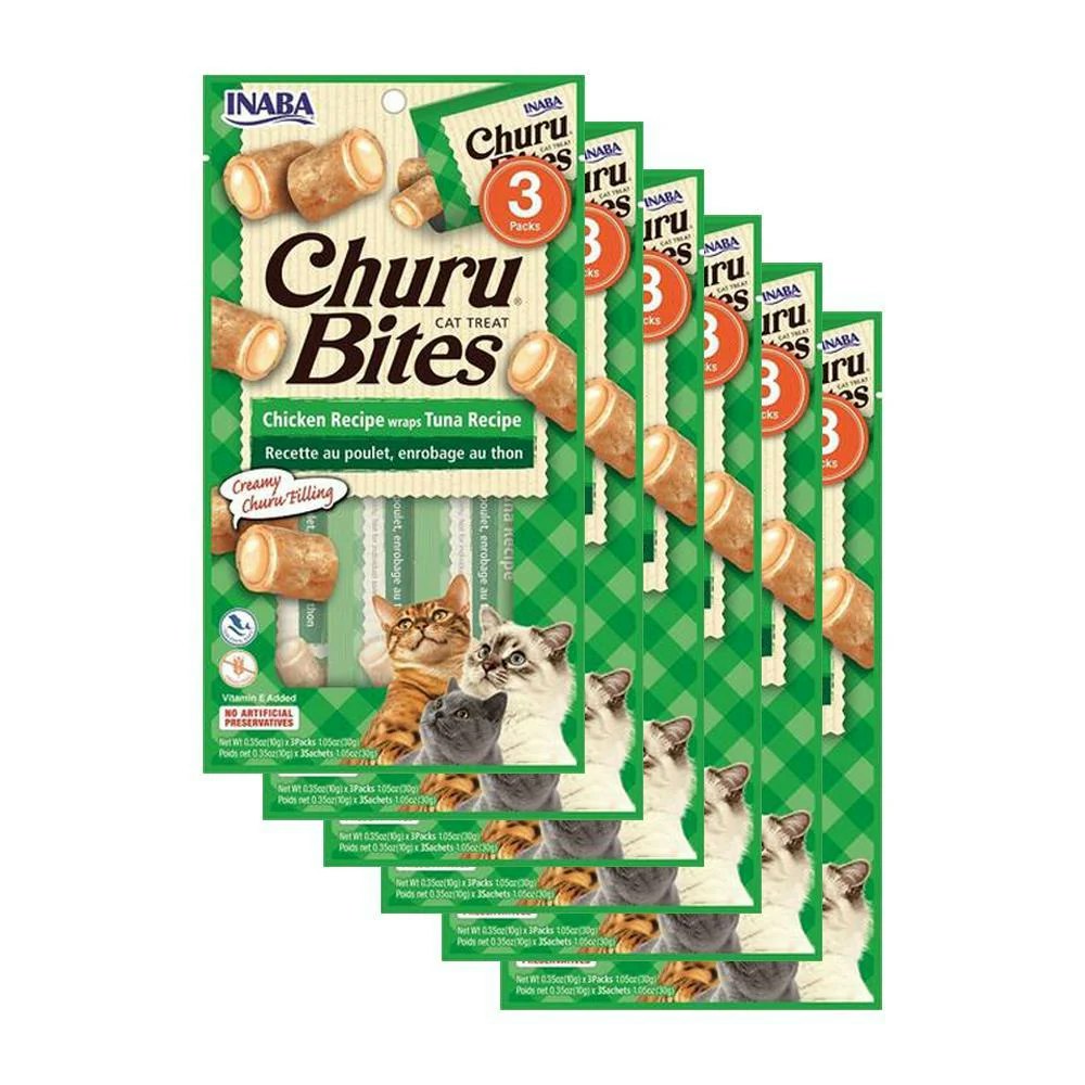 Inaba Churu Bites Chicken Wraps With Tuna Cat Treats 6 x 30g