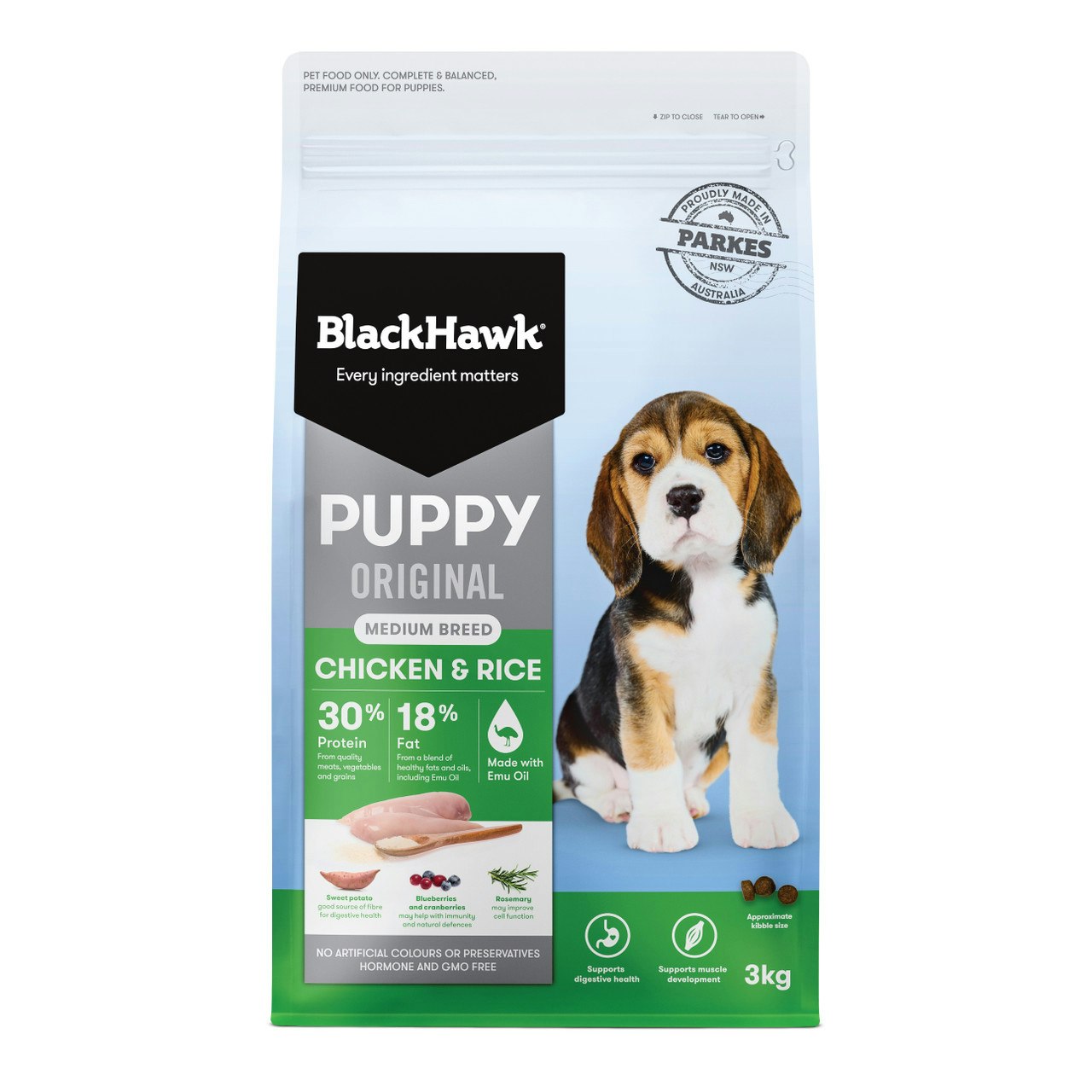 Black Hawk Medium Breed Puppy Chicken And Rice Dry Dog Food 3kg