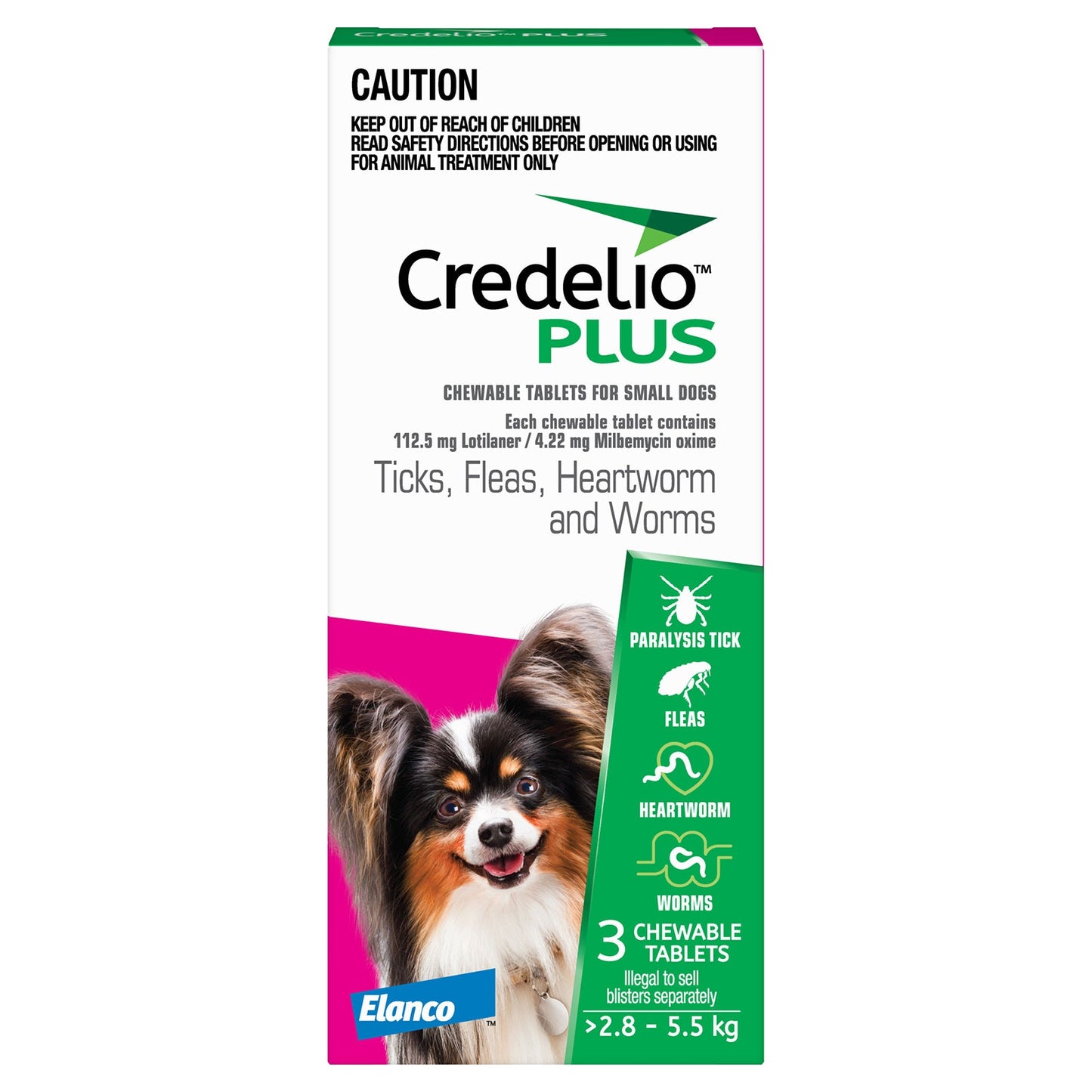 Credelio Plus For Small Dogs 2.8-5.5kg Pink 3 Pack