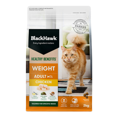 Black Hawk Healthy Benefits Weight Chicken Adult Dry Cat Food 2kg