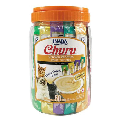 Inaba Churu Creamy Puree Chicken Varieties Tub Cat Treat Tubes 50 Pack 700gm