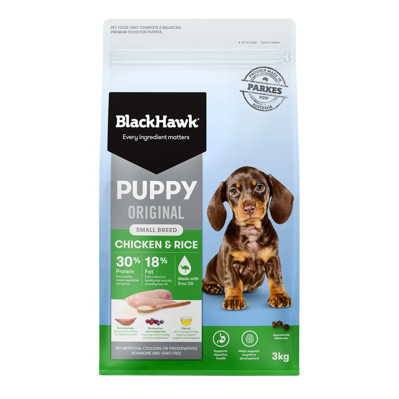 Black Hawk Chicken And Rice Small Breed Puppy Dry Dog Food 3kg