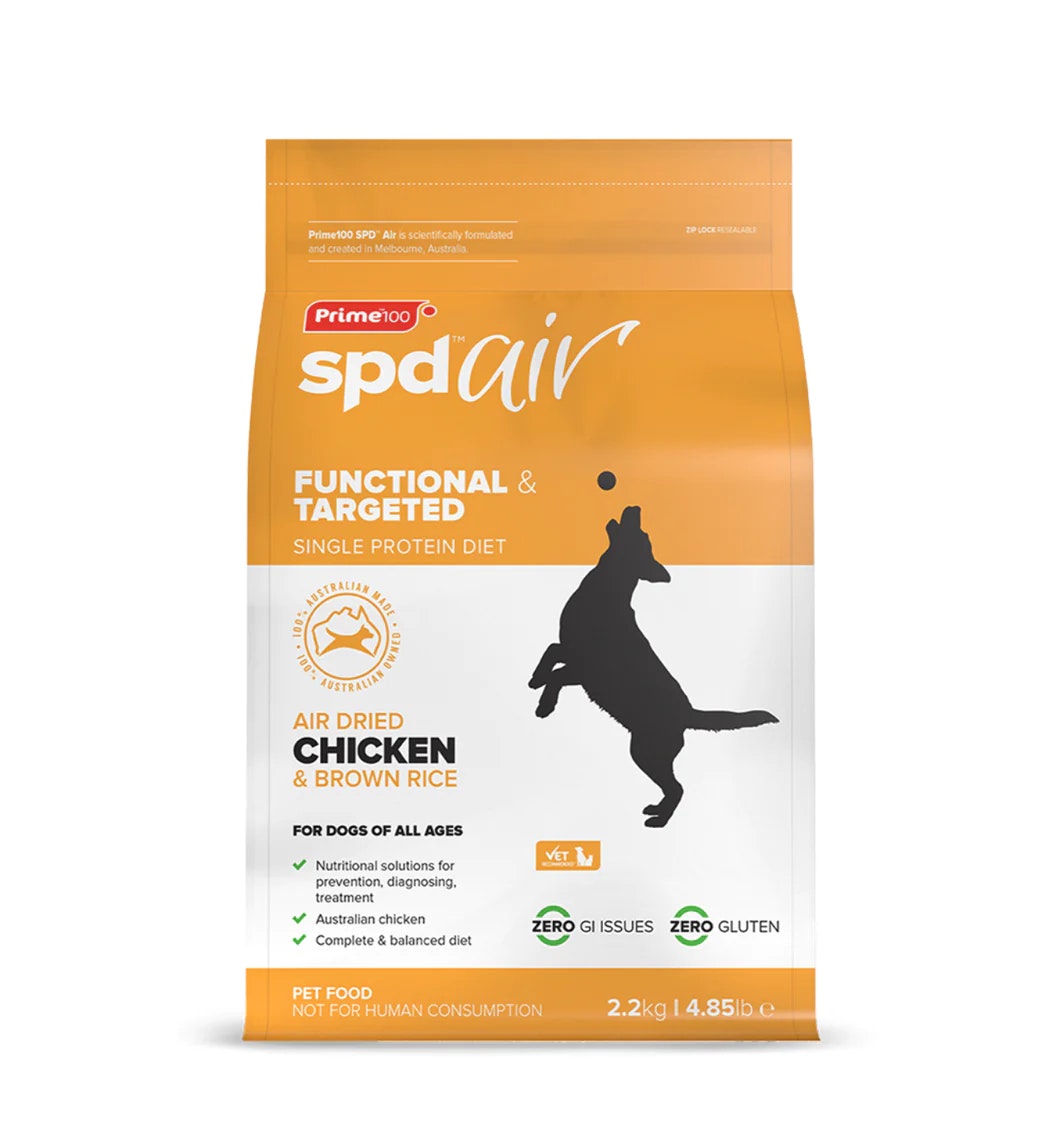 Prime100 SPD Single Protein Diet Air Dried Chicken And Brown Rice All Life Stages Dry Dog Food 2.2kg