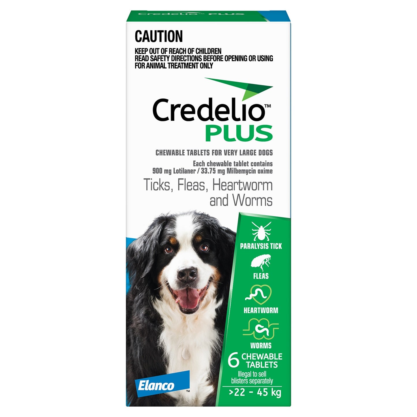 Credelio Plus For XLarge Dogs 22-45kg Blue 6 Pack