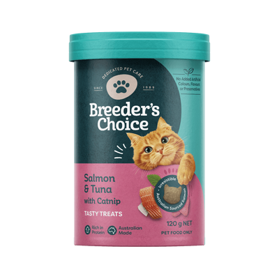 Breeders Choice Cat Treats Salmon And Tuna With Catnip 120g