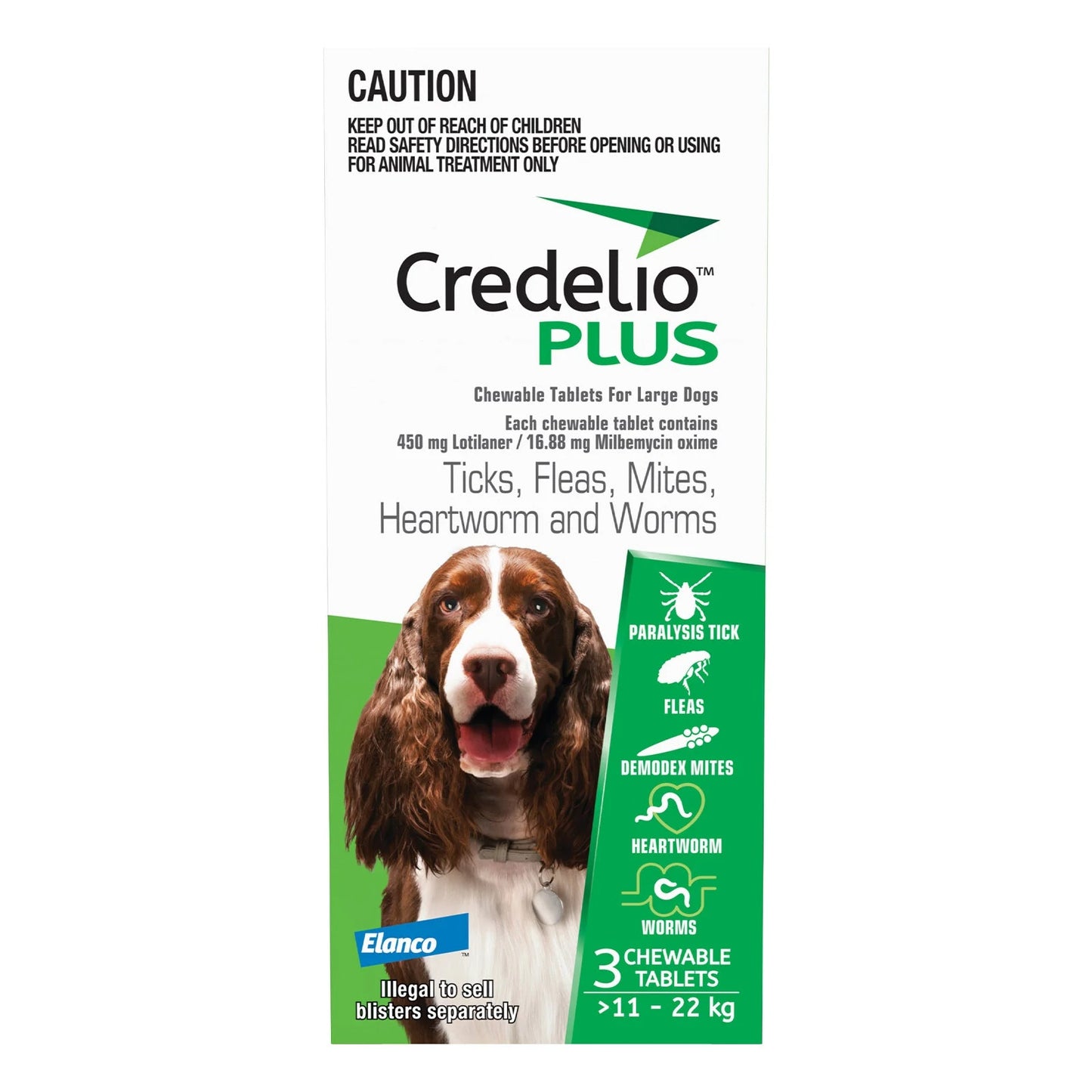 Credelio Plus For Large Dogs 11 - 22 Kg Green 3 Pack