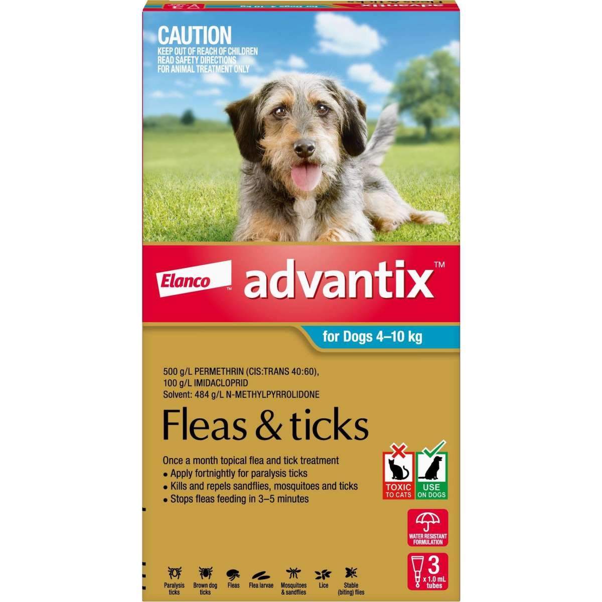 Advantix for Medium Dogs 4-10kg (Teal) 3 Pack