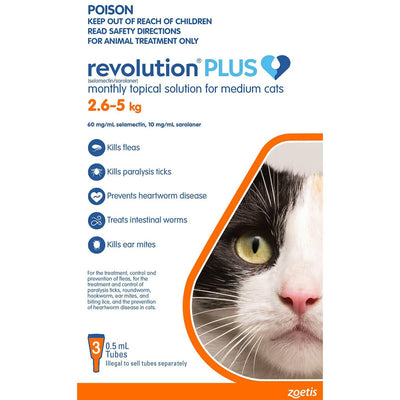 Revolution Plus For Medium Cats 2.5 - 5Kg 3 Pack